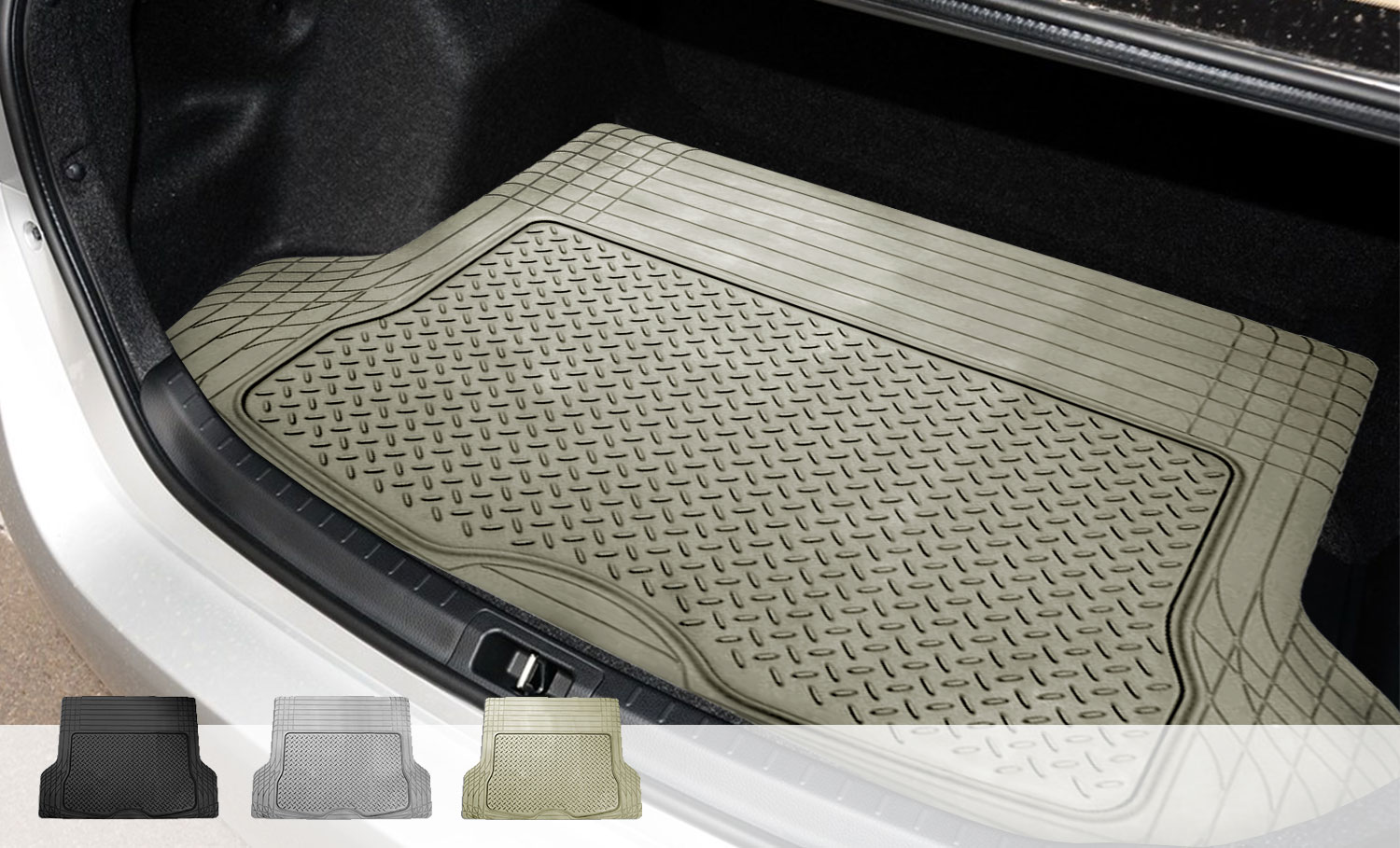 Trunk Cargo Floor Mats for Auto SUV Van All Weather Rubber Black eBay